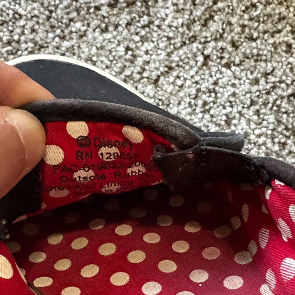 Girls Disney Minnie Mouse Black and Red Polka Dot Bow Sneakers